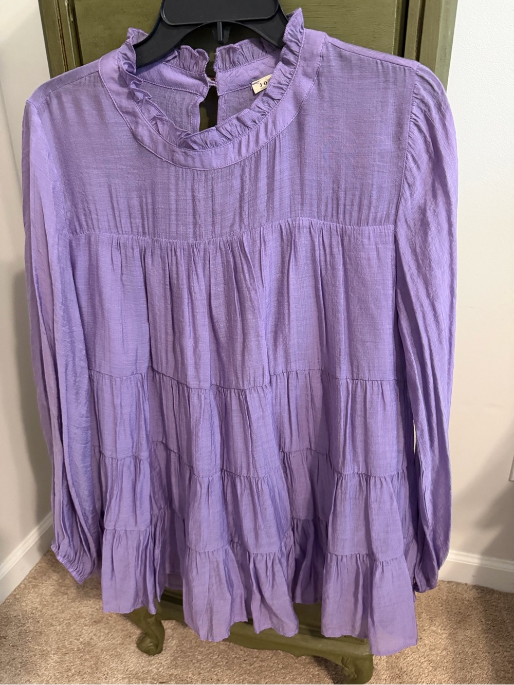 JODIFL Lavender Ruffle-Tiered Long-Sleeve Tunic